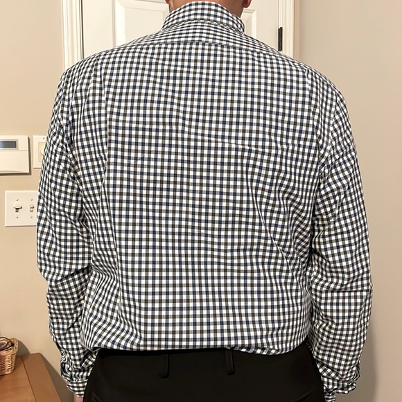 J.Crew navy/black and white checked size large slim fit, long sleeve button down - Picture 3 of 4